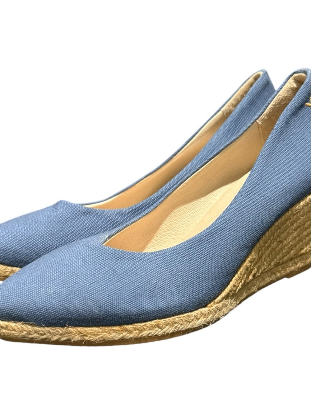 VISCATA BARCELONA BLUE ESPADRILLE CANVAS WEDGE HEELS 37/7 HANDMADE IN SPAIN